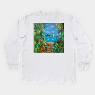 Tropical Path to the Beach Kids Long Sleeve T-Shirt